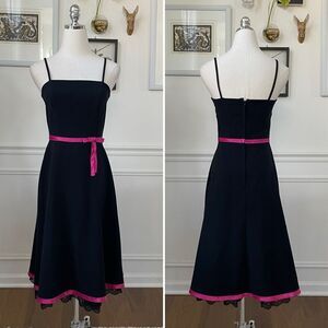 Vintage 90s Byer Too! Black Fuchsia Cocktail Dress    0 2 XS